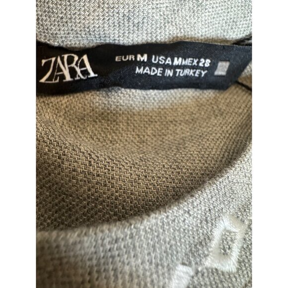 2/$25 ZARA Gray Medium Embroidered Dainty Long Sleeve Blouse - Picture 3 of 14